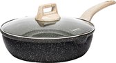Nonstick Saute pan, koekenpan met deksel, graniet PFOA-vrije coating, anti kras - de perfecte pan pan, geschikt voor alle kachels, inclusief inductie, 32cm