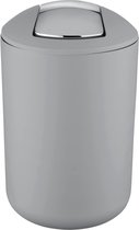 Cosmetica-emmer Brasil L, 6,5 liter inhoud, decoratieve badkamer-vuilnisemmer met kanteldeksel, afvalemmer voor gastentoilet van onbreekbaar kunststof, BPA-vrij, Ø 19,5 x 31 cm, grijs