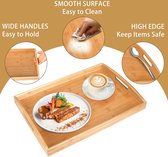 Bamboe dienblad met handgrepen, houten dienblad, keukenblad, serveerplank, ontbijtdienblad voor ontbijt, thee, salontafel, keuken, decoratief bed (40 x 28 x 3 cm)