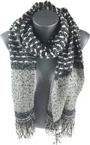 Winter Sjaal – Zacht en warm breisel - 180x60 cm - Unisex - Zwart/Creme