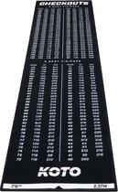 KOTO Carpet Checkout Zwart, 237x60 cm Dartmat, Incl. Score-indicatie en Oche, Professionele Dart mat, Bescherming Vloer & Dartbord