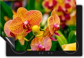 Chefcare Inductie Beschermer Geel Rode Orchidee Bloemen - 90x50 cm - Afdekplaat Inductie - Kookplaat Beschermer - Inductie Mat