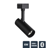 RailGlow Flexibele Led Spot Klein | Zwart - 6W - 3000-6000K - 1000lm - 48V - Stralingshoek 24° - Bluetooth - Magnetische Railverlichting