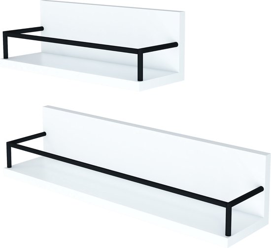 Wandplank set van 2 Grue 60/40x14x14 cm wit en zwart