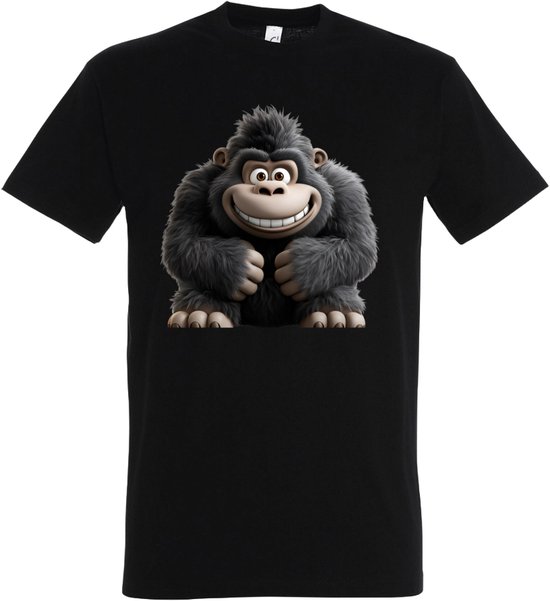 Shirt met print Gorilla - Dames - Heren - Zwart