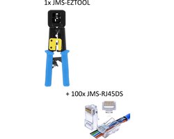 JMS® JMS-EZTOOL-RJ45 UTP Tang / Netwerktang + 100x JMS RJ45 Doorsteek Connectoren EZ Type RJ45 cat5e / Cat6 (JMS-EZTOOL-1 + 100x JMS-RJ45DS)