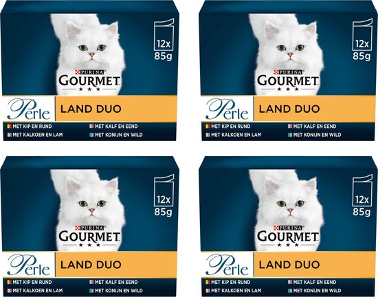 Foto: Gourmet perle duo kattenvoer natvoer kip rund kalkoen lam kalf eend konijn wild 48 x 85 g