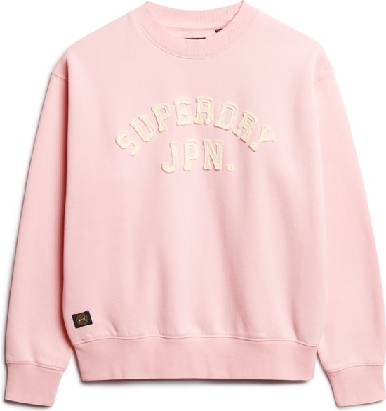 Pull Femme Superdry APPLIQUE ATHLETIC LOOSE SWEAT - Rose - Taille M