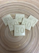 Chocolade cijfer 50 | Getal 50 chocola | Cadeau voor verjaardag of jubileum | Smaak Wit