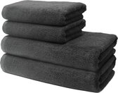 Badkamerset - 2 badhanddoeken voor volwassenen 70 x 140 cm + 2 handdoeken 50 x 100 cm - 100% Prima katoen - zeer zacht en absorberend - Oeko-Tex gecertificeerd - 500 g/m2 - antracietgrijs