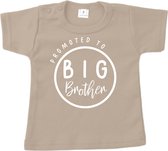 Grote Broer shirt - Promoted to big brother - Sand - Korte mouw - Maat 74