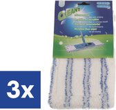 Cleany Reserve Mop Micro Wit/Blauw - 3 stuks