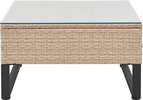 Juskys Loungeset / Tuinset Santorini - Polyrotan - Modulair - Crème - Incl. Tafel & Opbergbox
