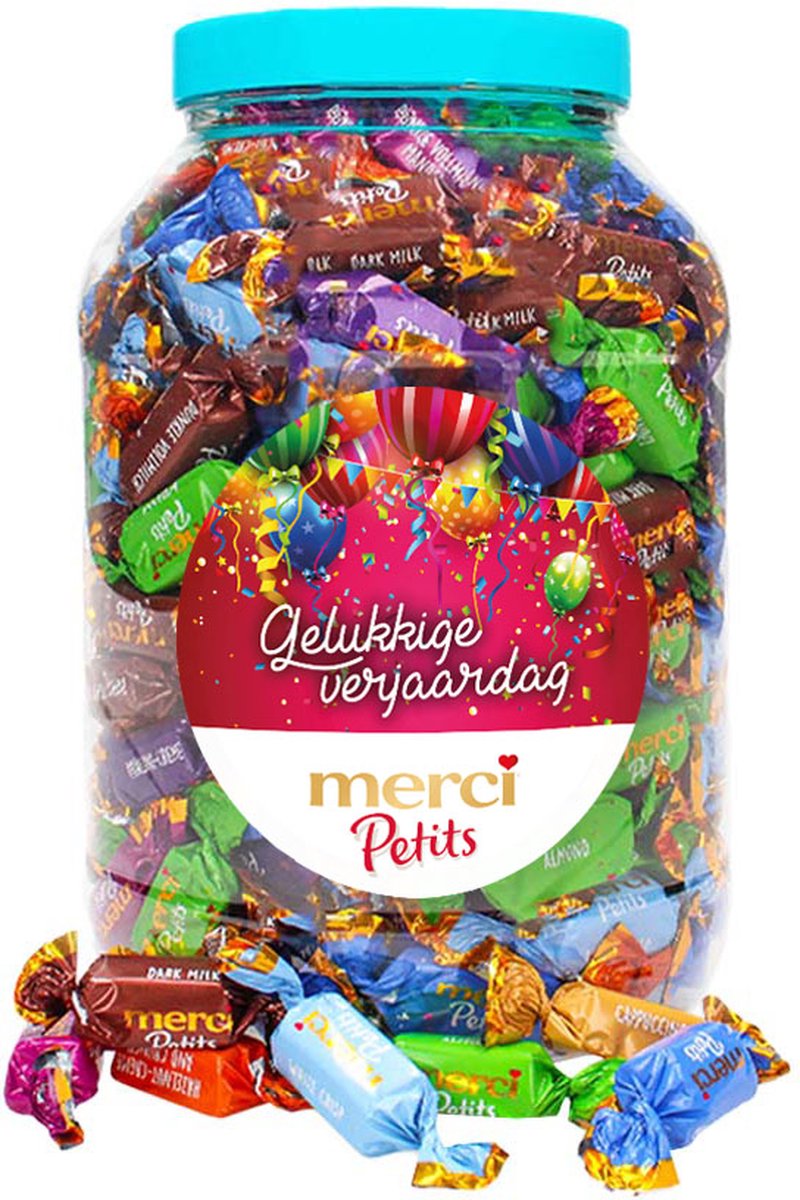 merci Petits chocolade - "Gelukkige verjaardag" (design 2) - 1400g
