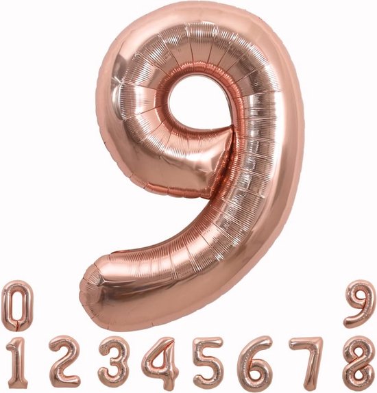 Ballon en aluminium numéro 9, Ballons numéro 9, décoration de fête d'anniversaire - or Goud