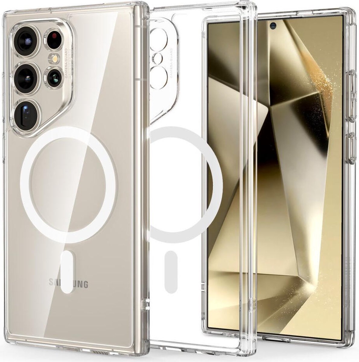 ESR Classic Hybrid HaloLock Hoesje Geschikt voor Samsung Galaxy S24 Ultra | Compatibel met MagSafe en HaloLock | Back Cover met Magneet | Transparant