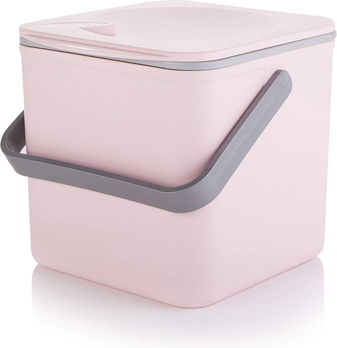keukencompostbak met gemakkelijk afveegbare binnenkant, 3,5 liter pastelroze Translation: keukencompostbak met een binnenkant die gemakkelijk afgeveegd kan worden, 3,5 liter pastelroze