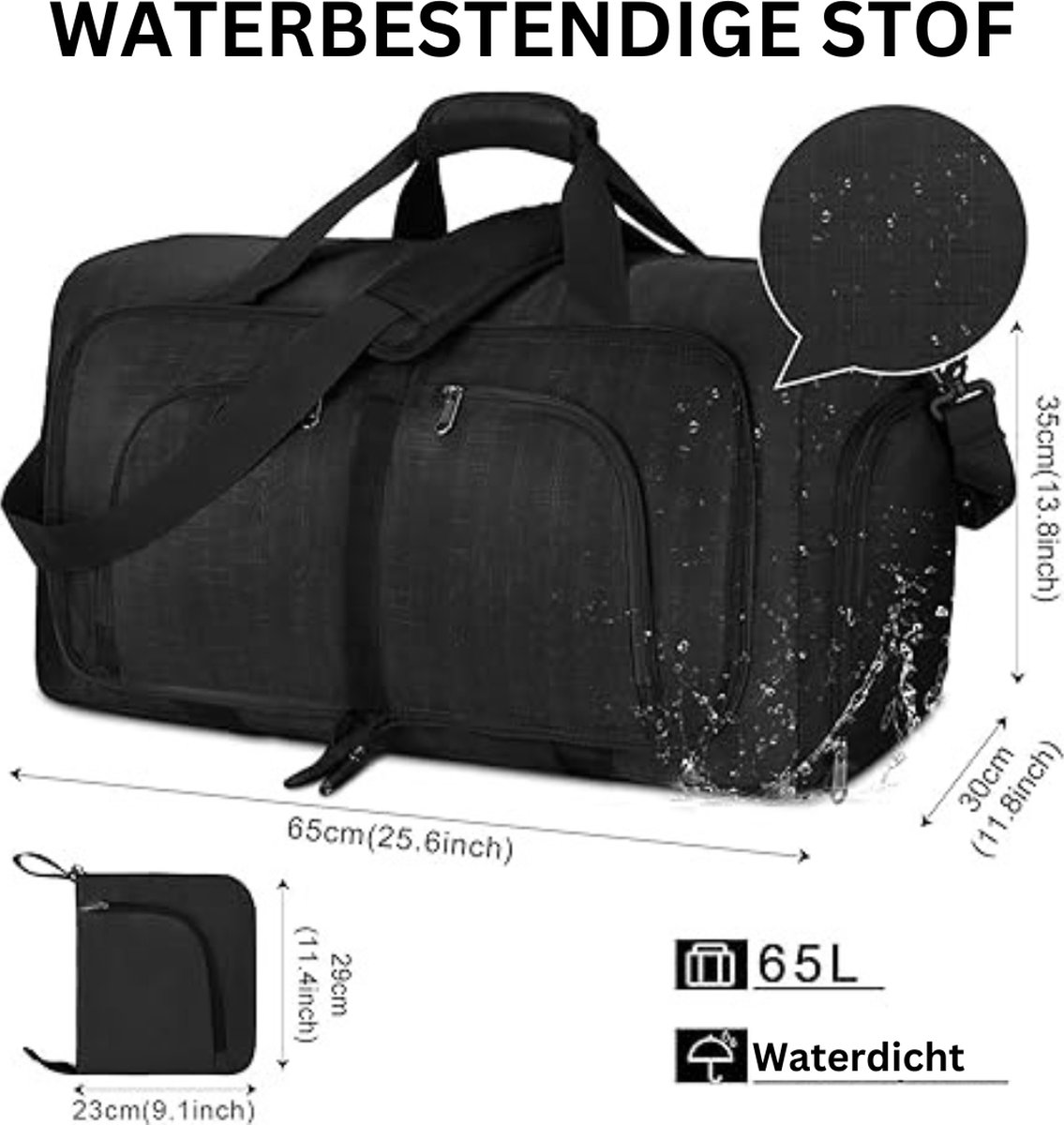 Flintronic Gym Duffle Sporttas, 65L 3-in-1 waterdichte gym duffle tas, gym sporttas met schoenenvak en natte zak, reis duffle tas met schouderriem en rugzakfunctie voor sport en reizen