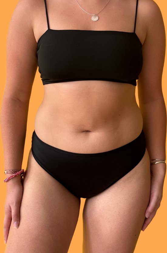 Menstruatie bikinibroekje Lotties Period - Zwemslip XS (152) - Zwart - Menstruatie zwemkleding - Mid-Taille - Geen gedoe meer met tampon touwtjes en beach-ready in een handomdraai!
