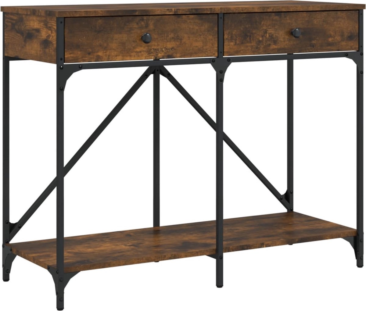 vidaXL Wandtafel - 100x39x78,5 - cm - bewerkt - hout - gerookt - eikenkleurig Gerookt eiken