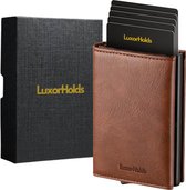 LuxorHolds Porte-cartes extensible Portefeuille Homme/Femme - Marron - Porte-cartes Cartes pour homme/femme - Porte-carte de crédit Homme & Femme avec compartiment à monnaie