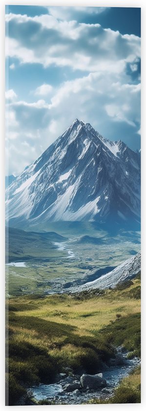 Acrylglas - Bergen - Rivier - Landschap - Sneeuw - Water - 20x60 cm Foto op Acrylglas (Met Ophangsysteem)