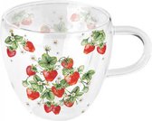 1 Dubbelwandig theeglas - Bunch of strawberries - 200ml