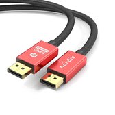 NÖRDIC DP-621 Displayport 2.1 Kabel - VESA-gecertificeerd - UHBR20 - 80Gbps - 16K60Hz - HDR - HDCP2.2 - 2m - Zwart/Rood