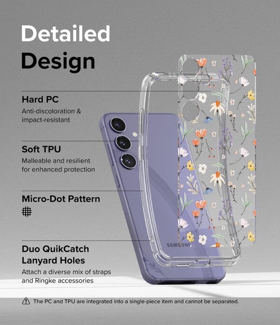 Design de Fusion Ringke | Coque adaptée au Samsung Galaxy S24 | Couverture arrière avec revêtement anti-rayures | Norme militaire | Fleurs sèches