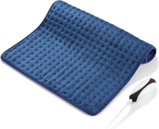 Foto: Verwarmingskussen met automatische uitschakeling elektrisch warmtekussen 50 x 60cm met 5 snelle verwarmingstechnologie n bescherming tegen oververhitting voor rug schouders nek donkerblauw