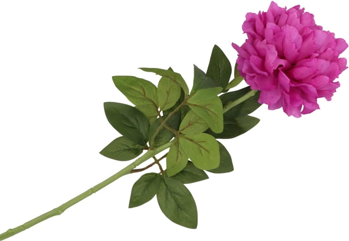 DK design Kunstbloem pioenroos - paars - zijde - 71 cm - kunststof steel - decoratie bloemen