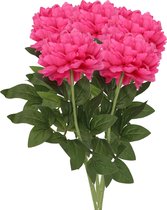 DK Design Kunstbloem pioenroos - 5x - roze - zijde - 71 cm - kunststof steel - decoratie bloemen
