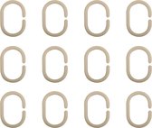 MSV Douchegordijn ophang ringen - kunststof - beige - 12x stuks - 4 x 6 cm - universeel model