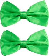 Toppers - Partychimp Carnaval verkleed vlinderstrikje zijdeglans - 2x - groen - polyester - heren/dames
