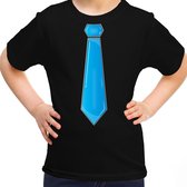 Bellatio Decorations Verkleed t-shirt voor kinderen - stropdas - zwart - meisje- carnaval/themafeest 164/176
