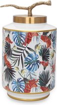 San Naila-Tropical Gemberpot-Vazen-Decoratieve Jar-Deksel-Meerkleurig-Rood-Goud-Wit-Blauw-Porselein