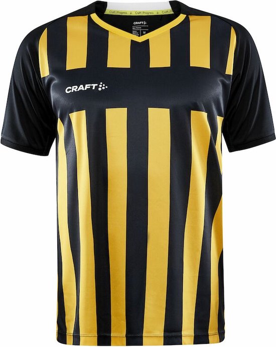 Craft Progress 2.0 Stripe Shirt Korte Mouw Heren - Geel / Zwart | Maat: 3XL