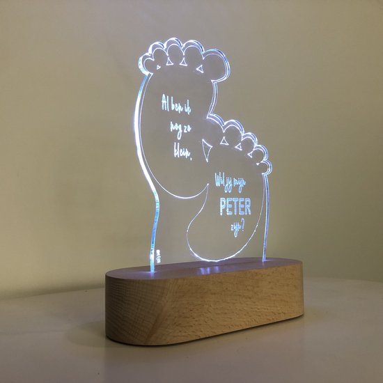 Nachtlamp (LED) Wil jij mijn Peter zijn? | voetjes | Peter | coolste peter | peter vragen | peter worden | peetoom vragen | peetoom worden | doosje met een vraag | cadeau | origineel