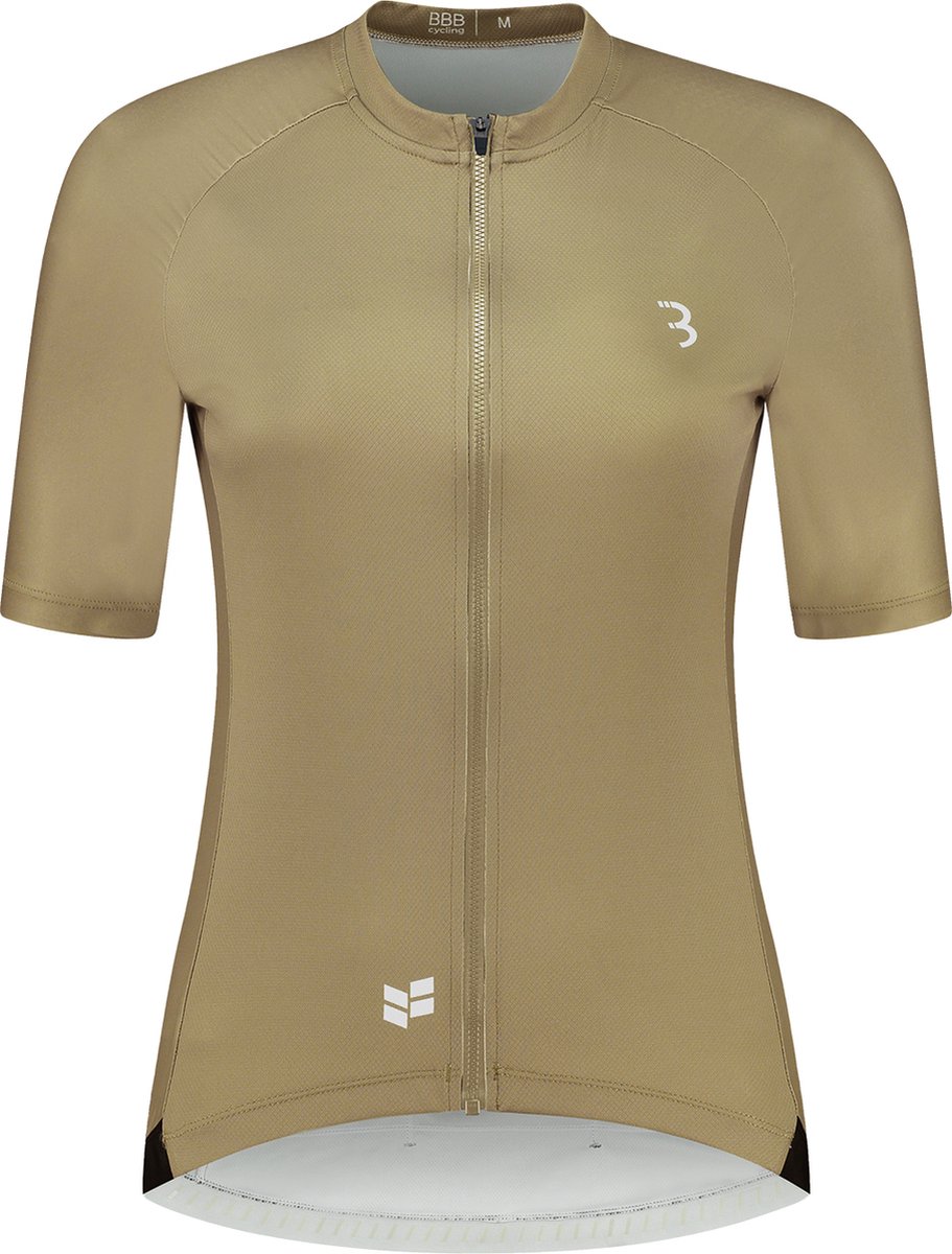 BBB Cycling DonnaFit R - Duurzaam Fietsshirt Dames Korte Mouw - 15-25 °C - Ademend MTB en Wielrenshirt - 3 Achterzakken - Macchiato Bruin
