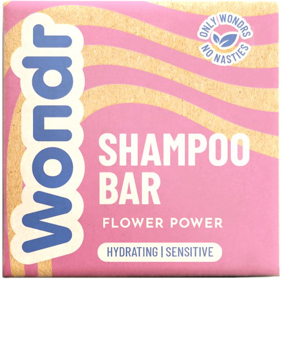 Foto: Wondr shampoo bar flower power gevoelige hoofdhuid verzorgend flower power sulfaatvrij 55g