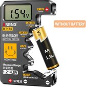 Digitale Batterijtester - LCD-Scherm - AA/AAA/N/C/D en knoopcel - 1.5V/3V/3.7V/4.8V/9V - Capaciteitscontrole - Zwart