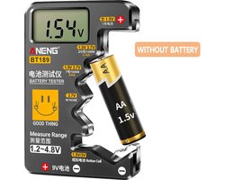 Digitale Batterijtester - LCD-Scherm - AA/AAA/N/C/D en knoopcel - 1.5V/3V/3.7V/4.8V/9V - Capaciteitscontrole - Zwart