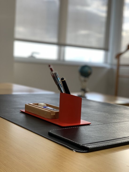 Furni24 Organisateur de bureau porte-stylo, support de téléphone (10x10x25 cm, rouge)