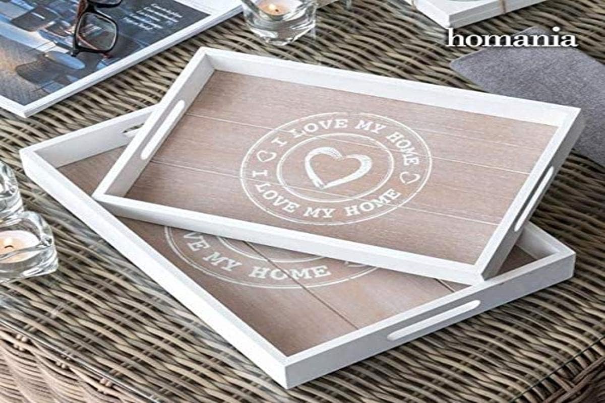 Houten dienblad, blauw = Wooden tray, blauw