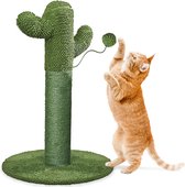 Jake and Jacky Krabpaal voor Katten - Krabpalen - Cactus - Krabmeubel - met Kattenspeeltje - H 65cm