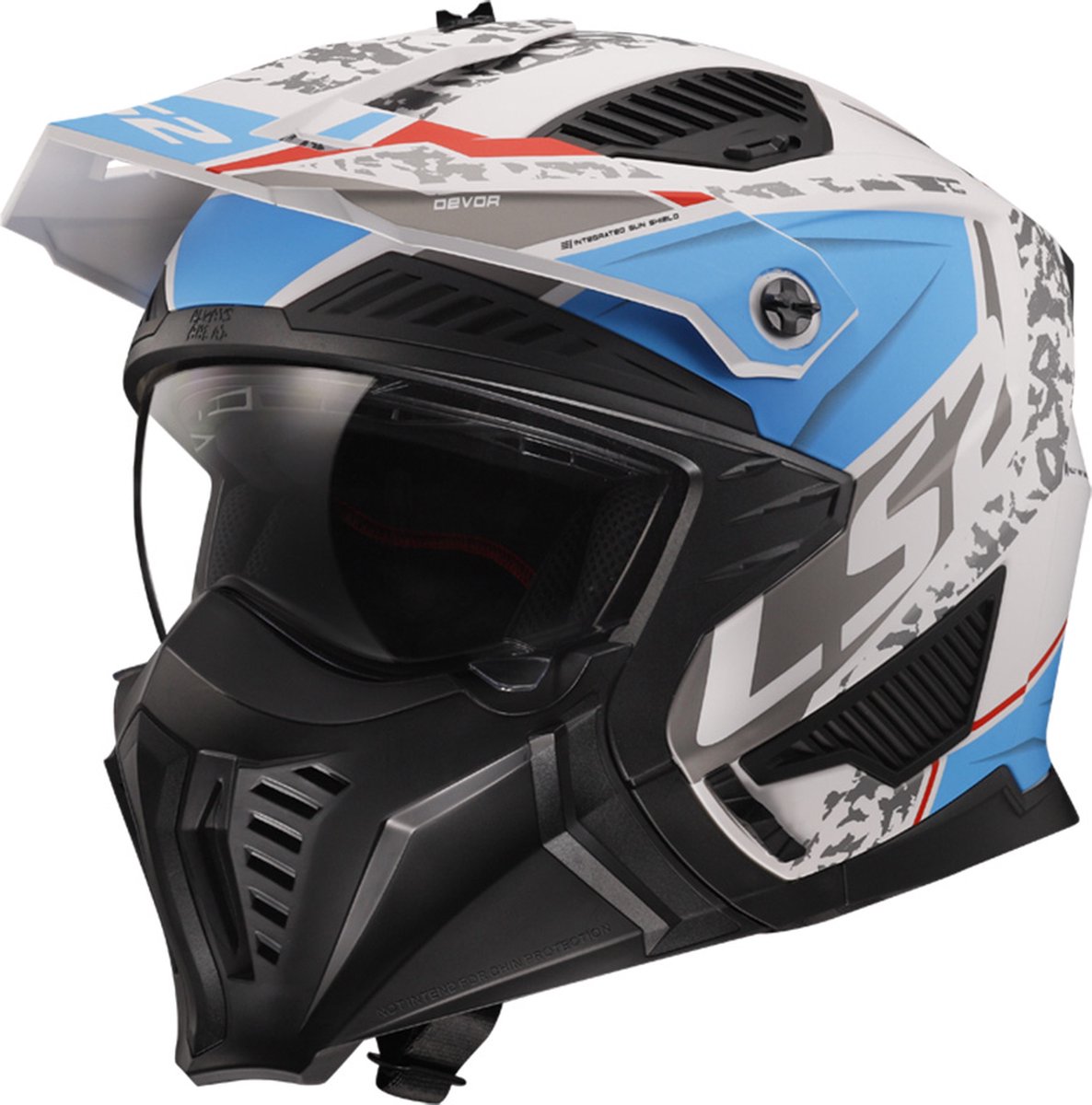 LS2 OF606 Drifter Devor Matt White Blue 06 XL - Maat XL - Helm