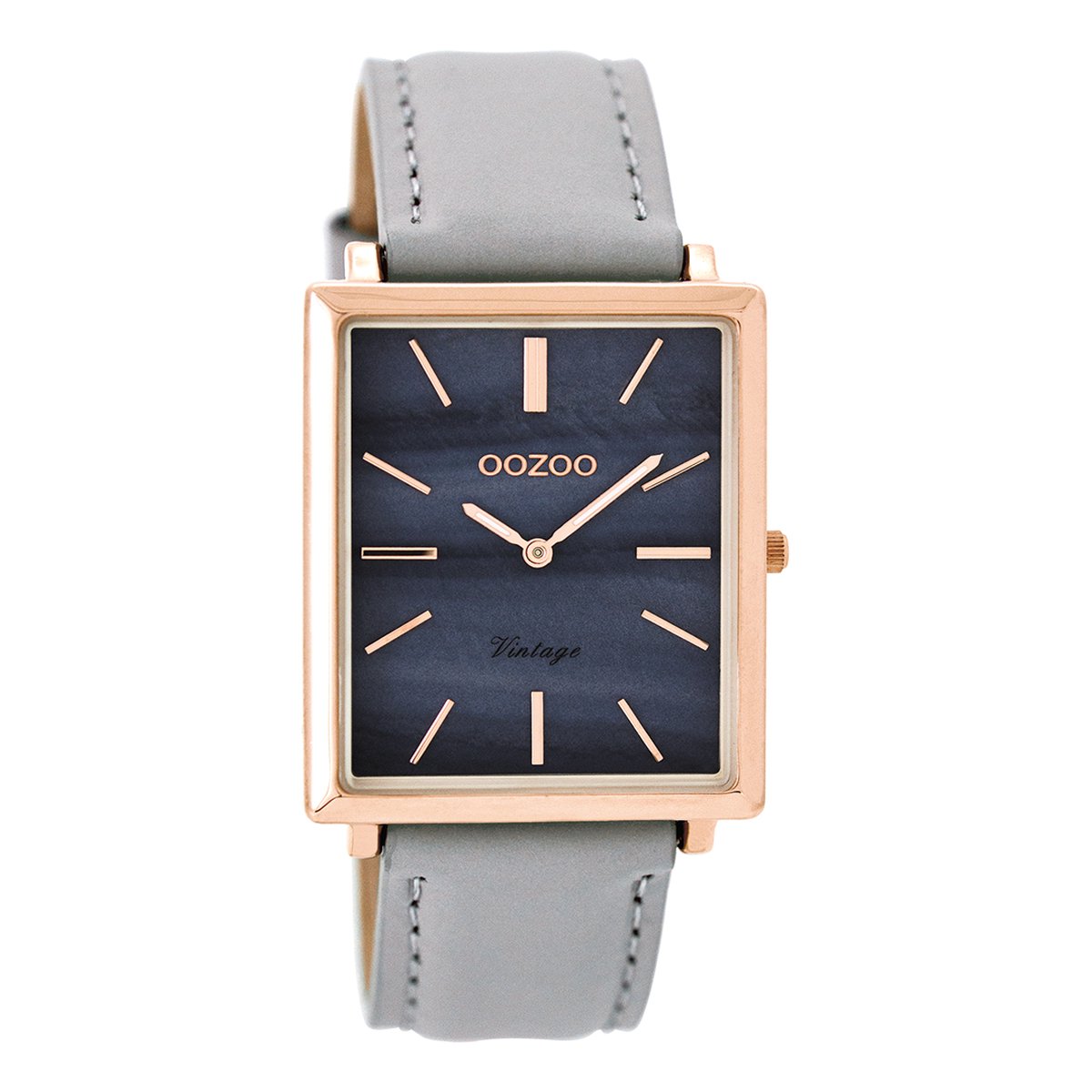 Rosé goudkleurige OOZOO horloge met licht grijze leren band - C8186