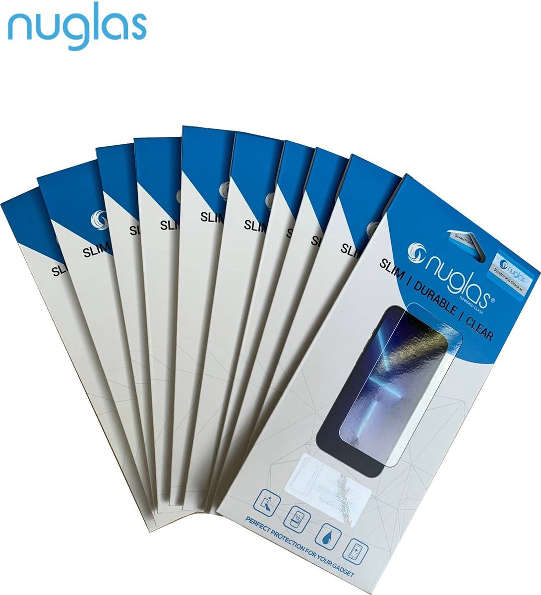NuGlas 10 Screenprotectors Voor iPhone 12/12 Pro - Tempered Glass 2.5D - Voordeel Pak