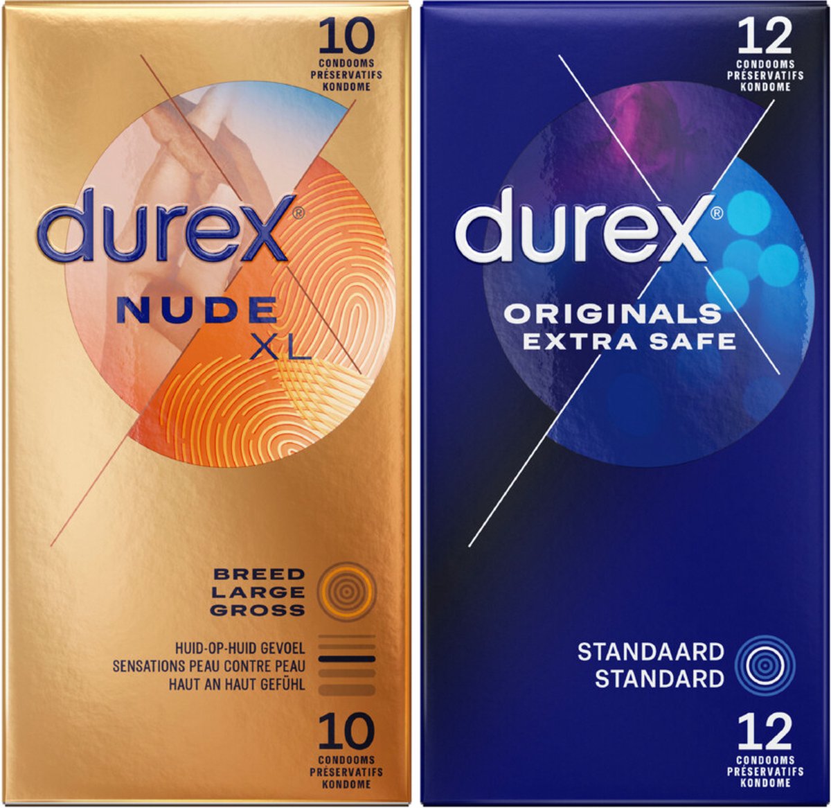 Durex - Originals XXL Condooms 12 stuks&Nude XL Condooms 10 stuks Pakket