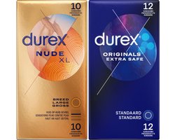 Durex - 22 stuks Condooms - Nude XL 1x10 stuks - Extra Safe 1x12 stuks - Voordeelverpakking